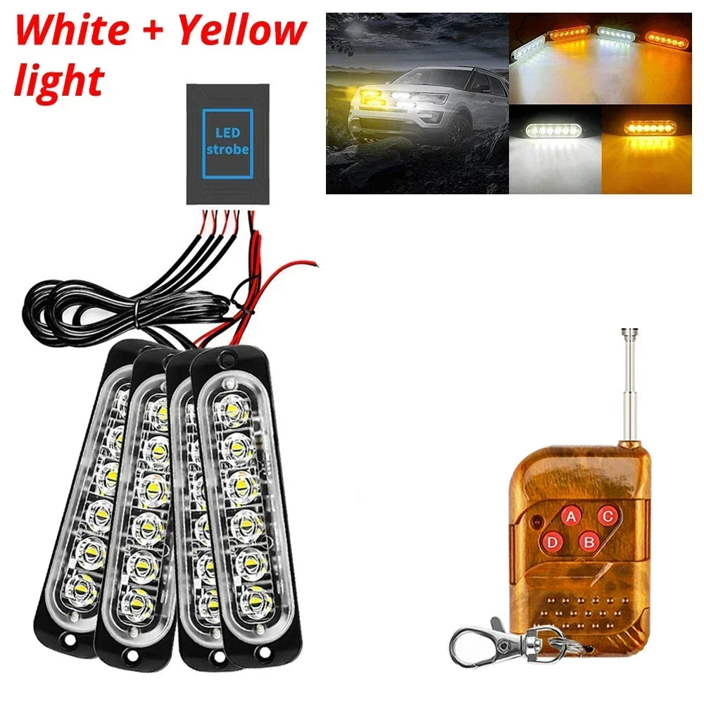 12-24V LED Strobe Lights - 18-Mode Vehicle Warning Set
