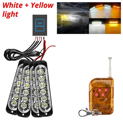 12-24V LED Strobe Lights - 18-Mode Vehicle Warning Set