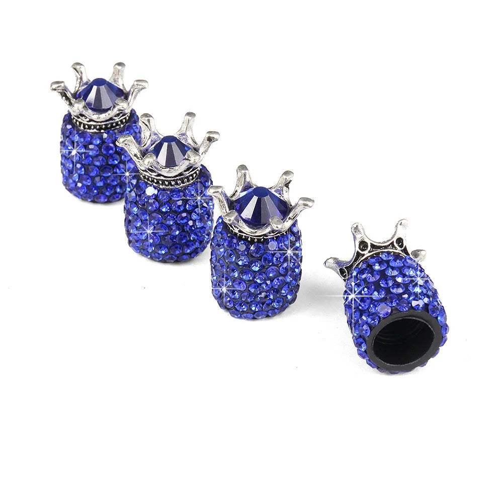 4Pcs Diamond Crown Car Tire Valve Caps