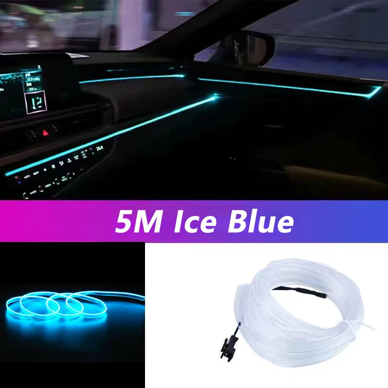 5m Neon EL Wire Car Interior Light – USB Ambient Atmosphere Strip (DIY)