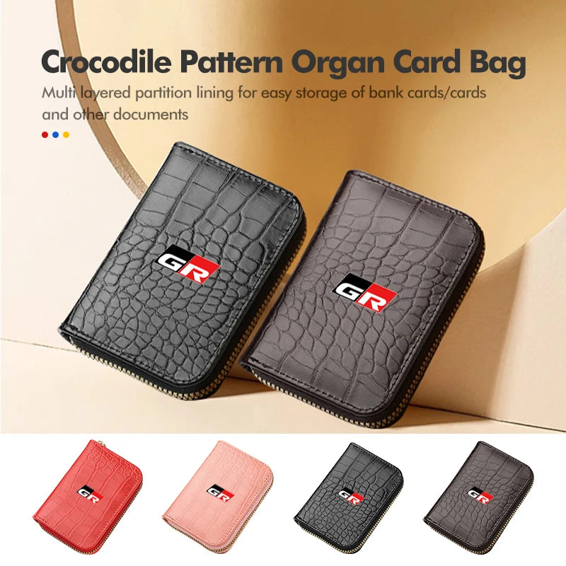 Crocodile Pattern Leather Card Holder & Coin Wallet