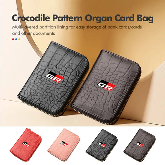 Crocodile Pattern Leather Card Holder & Coin Wallet
