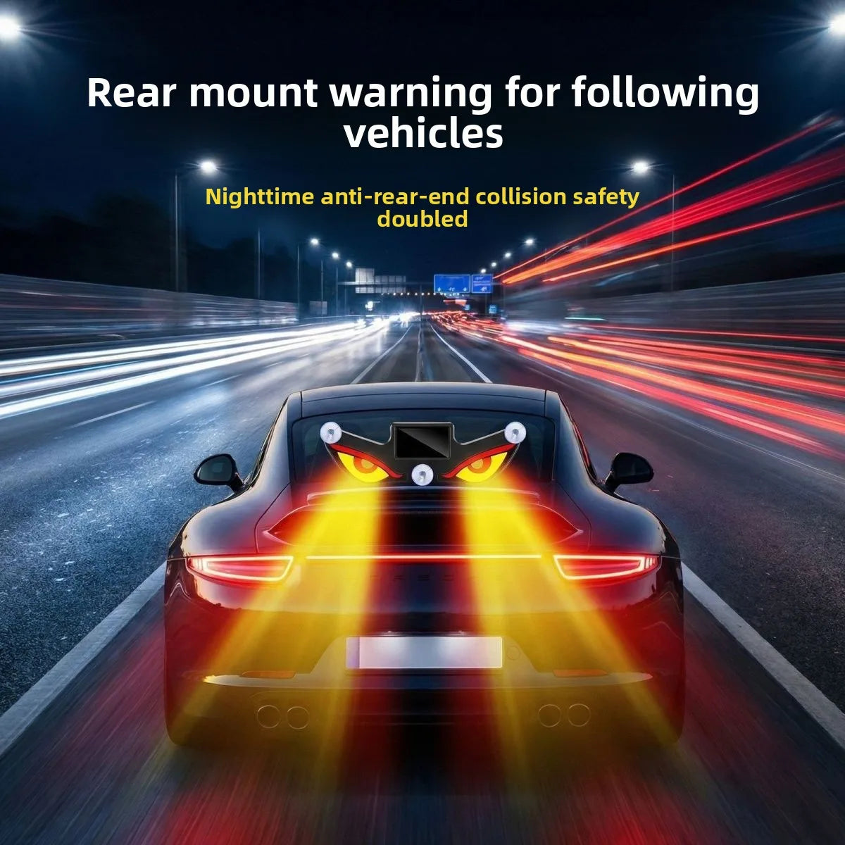 Solar Rear Window Warning Light - LED Anti-Collision Eye Lamp