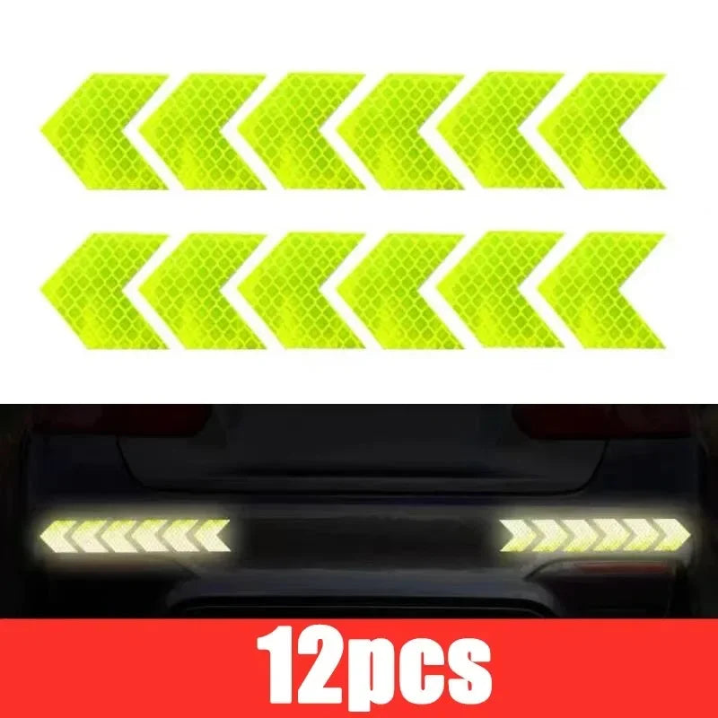 Reflective Arrow Safety Sticker Set – 12 Pcs Car & Motorcycle Decals