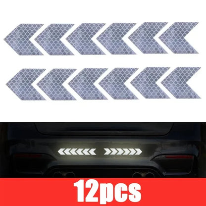 Reflective Arrow Safety Sticker Set – 12 Pcs Car & Motorcycle Decals