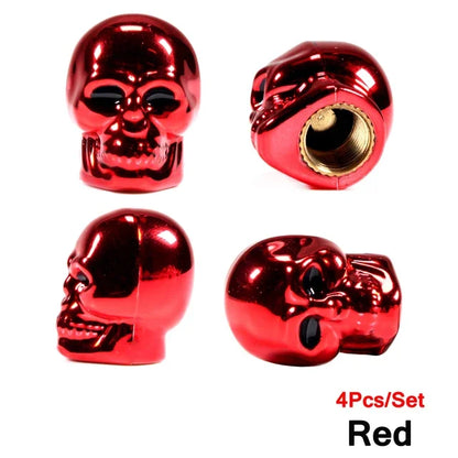 Skull Tire Valve Stem Caps – Set of 4 | Copper Core | 6 Colors