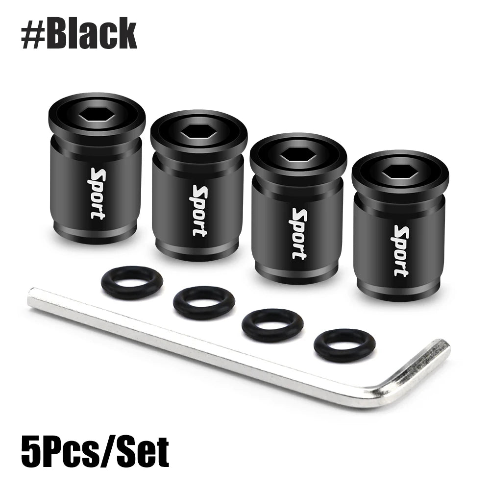 Zinc Alloy Anti-Theft Tire Valve Caps – Sport Car Wheel Stem Covers (5pcs)