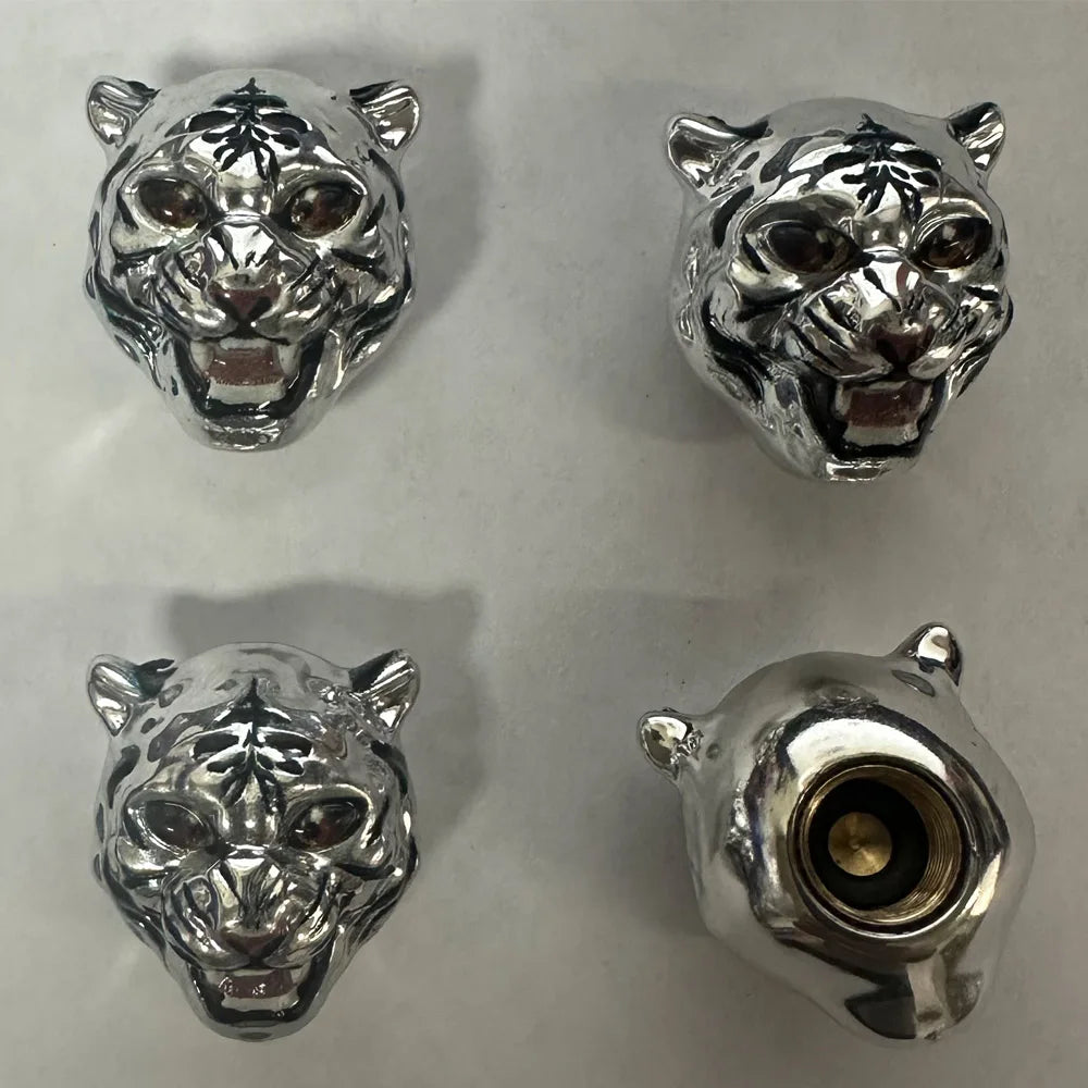 4Pcs Tiger Style Tire Valve Caps 3D