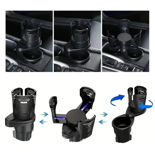2-in-1 Car Cup Holder 360° Rotating Slipproof Auto Accessory