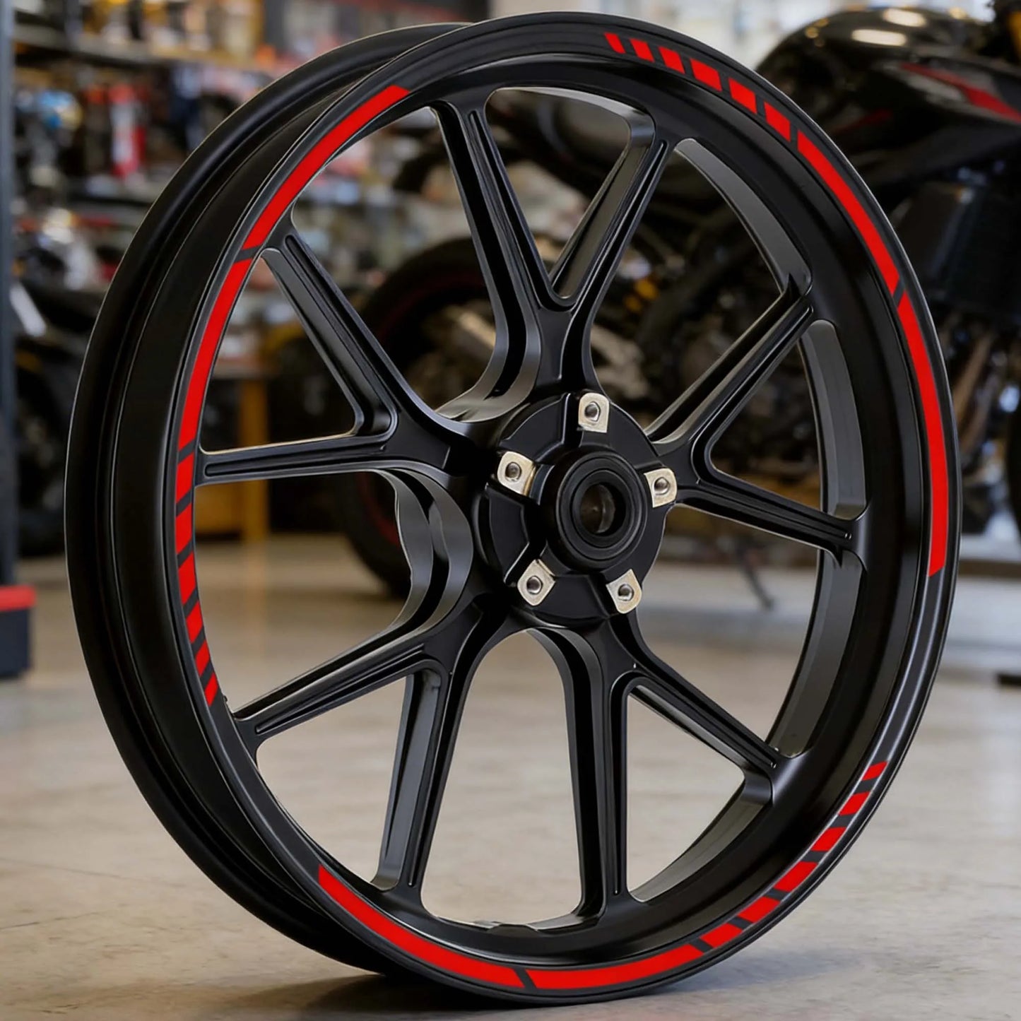 Motorcycle Wheel Rim Stickers – Racing Stripe Vinyl Decals for 15–19" Rims