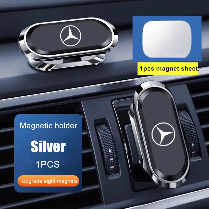 Metal Magnetic Car Phone Holder – 61x24mm | Black & Silver