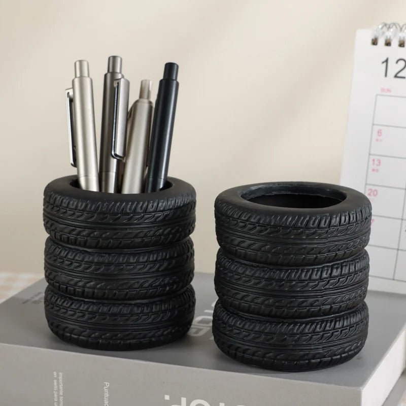 Tire Shaped Pen Holder – Car Wheel Desk Organizer