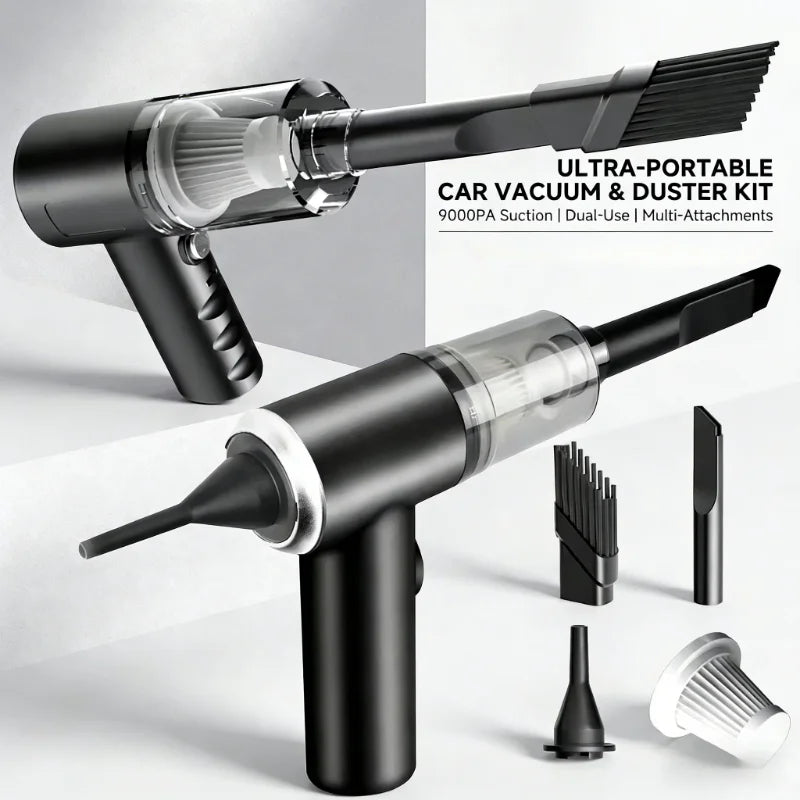Wireless Car Vacuum Cleaner – USB Charging, 120W, 9000Pa, 25min