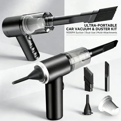 Wireless Car Vacuum Cleaner – USB Charging, 120W, 9000Pa, 25min