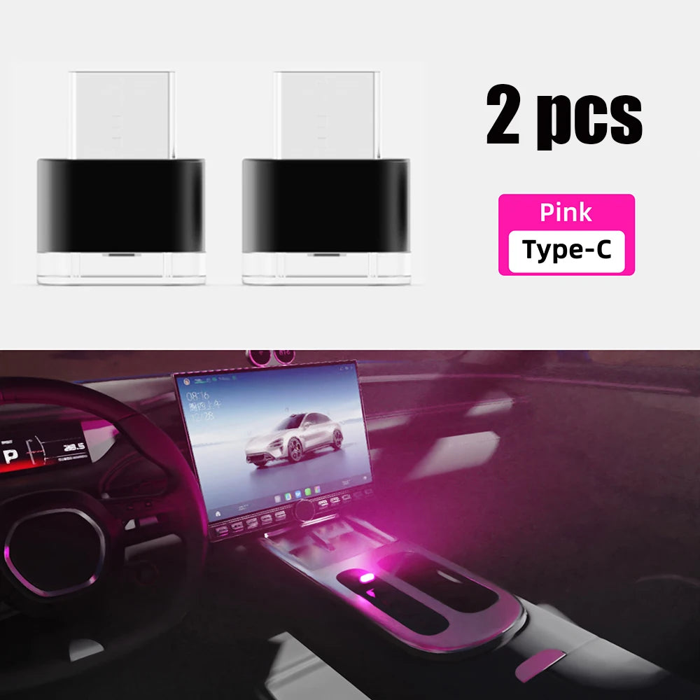 Mini Type-C LED Ambient Light – Plug & Play Car & Indoor Atmosphere Lamp (2 pcs)