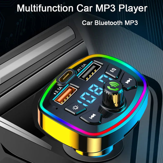 Bluetooth 5.0 FM Transmitter - Dual USB Fast Charger Wireless Car Audio Adapter