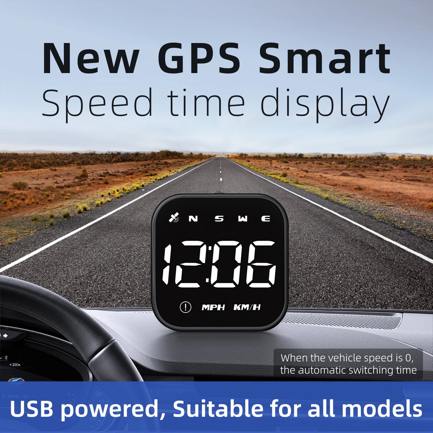 GPS Head-Up Display – Mini HUD Speedometer KMH/MPH for Cars, Trucks & Bikes
