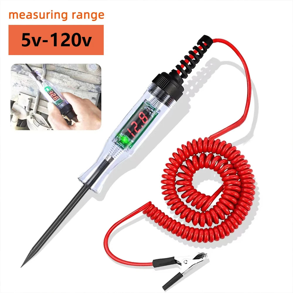 Voltage Circuit Tester Pen – 5–120V LCD Diagnostic Probe for Cars & Trucks