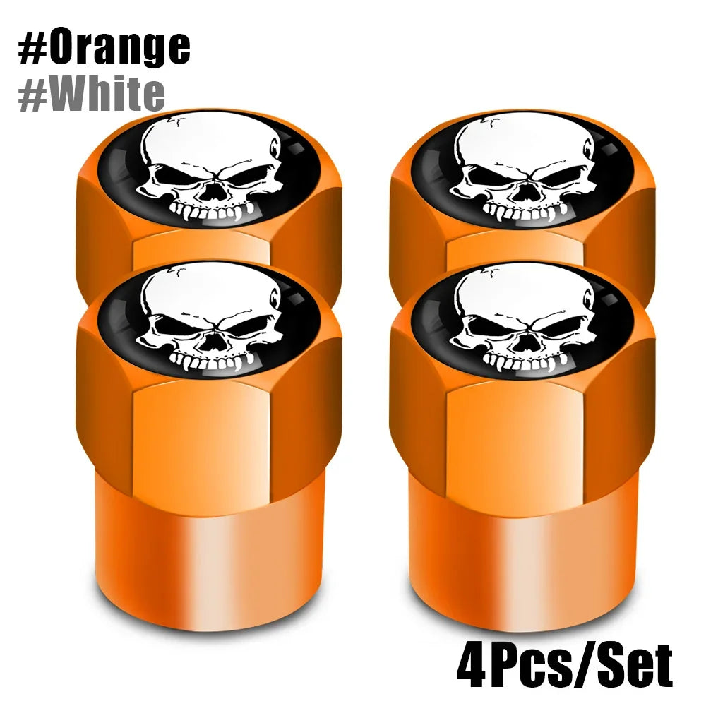 4Pcs/Set Skull Tire Valve Stem Cap
