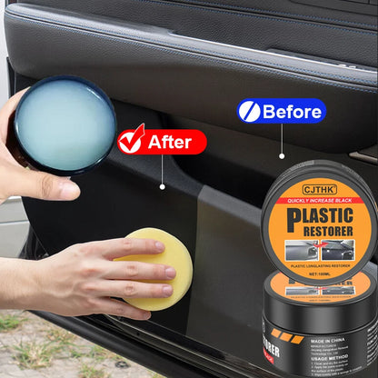 Car Plastic Restorer Wax – Back to Black Coating for Panels, Leather & Trim (80g)