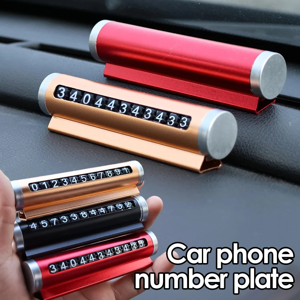 Temporary Parking Card – Aluminum Phone Number Plate with Rotating Digits