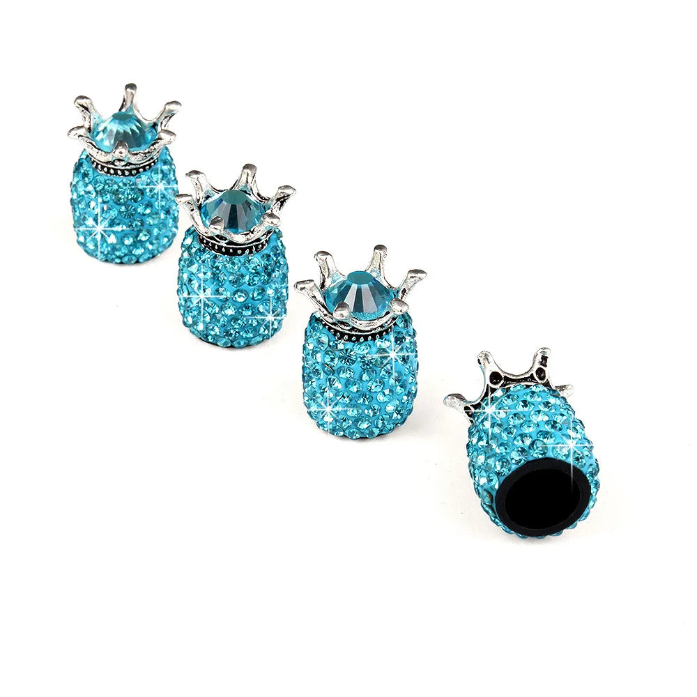 4Pcs Diamond Crown Car Tire Valve Caps