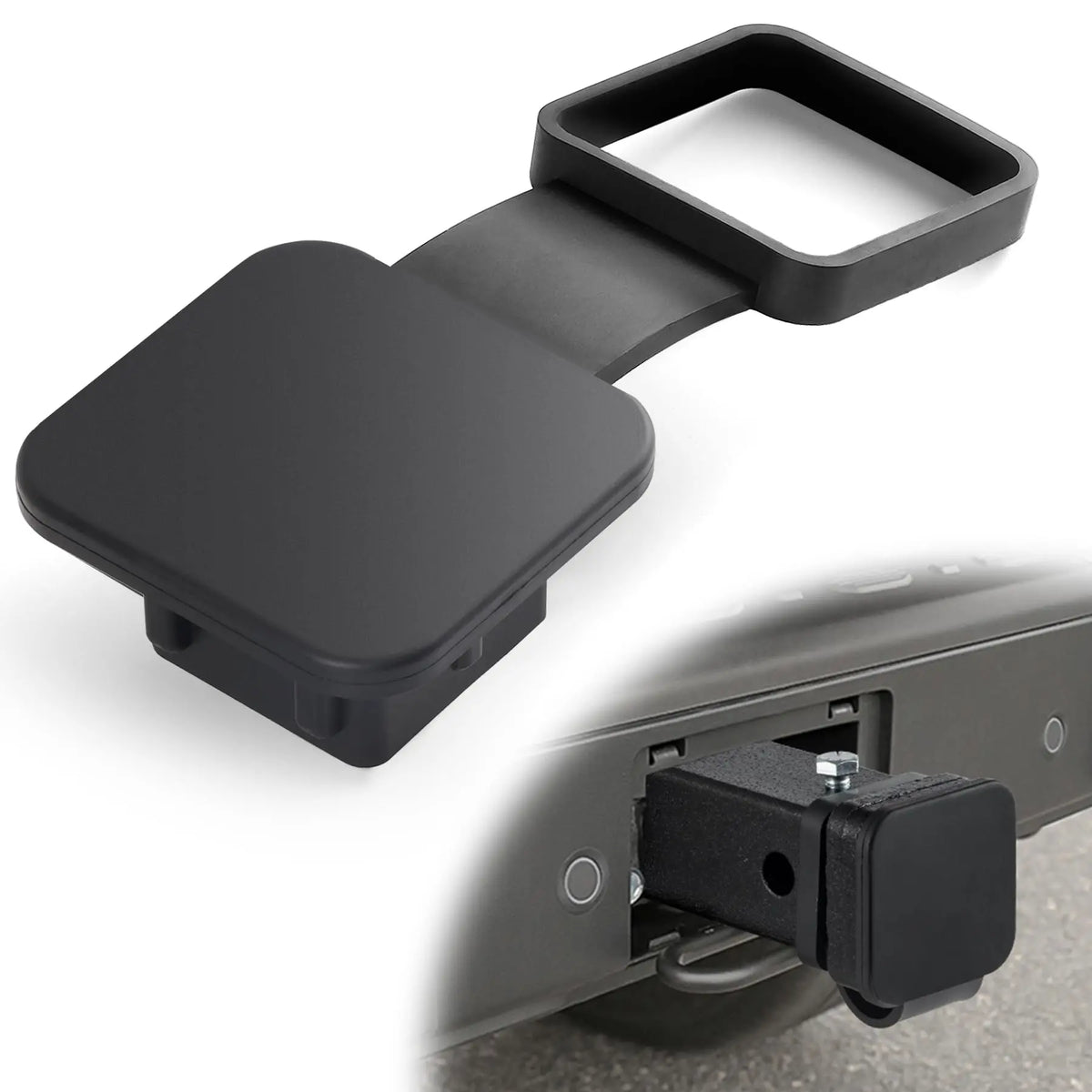 Trailer Hitch Receiver Cover - 2-Inch Aluminum & Rubber Plug