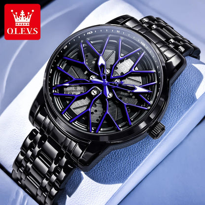 Luxury Skeleton Wheel Design Quartz Watch