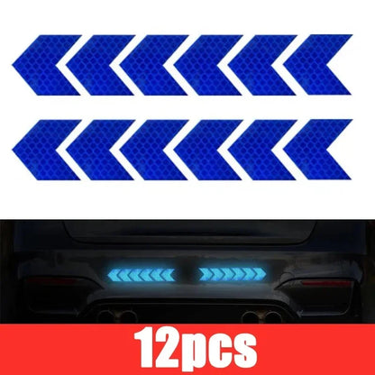 Reflective Arrow Safety Sticker Set – 12 Pcs Car & Motorcycle Decals
