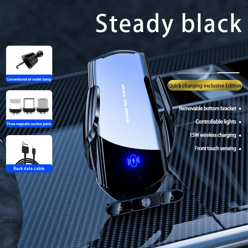Magnetic Wireless Car Charger with Auto-Clamp & Infrared Sensor