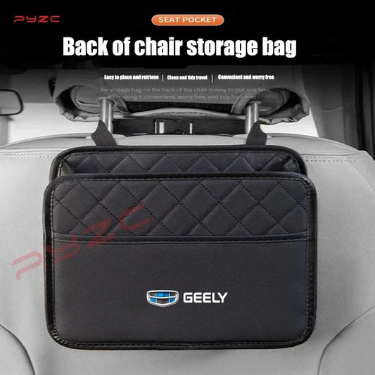 Car Seat Back Organizer – Leather Storage Bag & Phone Pocket