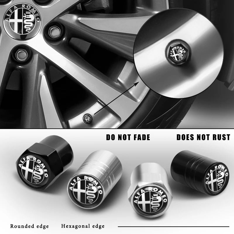 3D Aluminum Tire Valve Caps – Car Wheel Accessories (Set of 4)