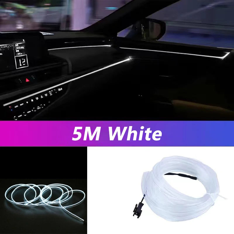 5m Neon EL Wire Car Interior Light – USB Ambient Atmosphere Strip (DIY)