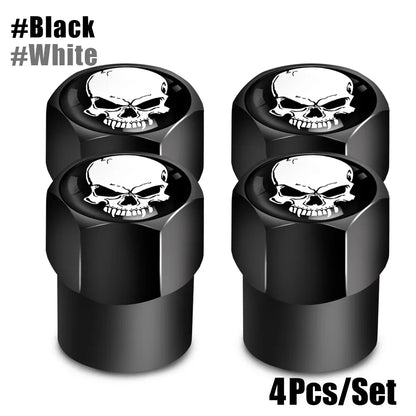 4Pcs/Set Skull Tire Valve Stem Cap