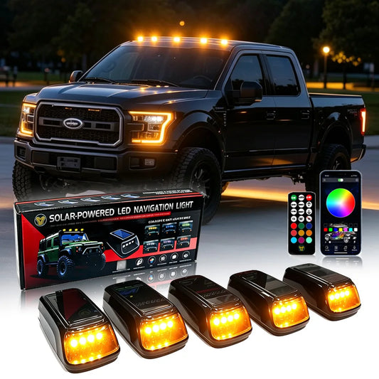 RGB Truck Cab Roof Lights - App Remote, No Drill, 5pcs Set