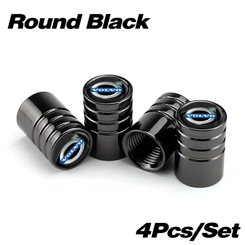 Metal Car Tire Valve Caps – 4pcs, 8 Colors, Round & Hex Style