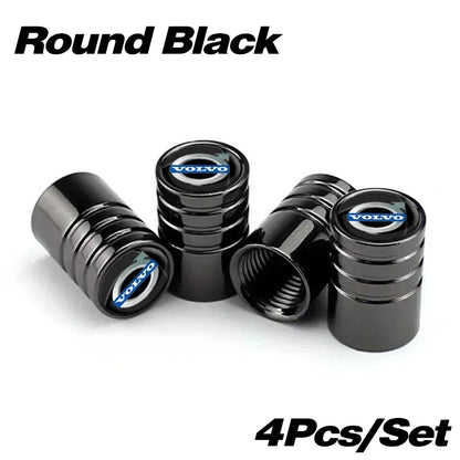 Metal Car Tire Valve Caps – 4pcs, 8 Colors, Round & Hex Style