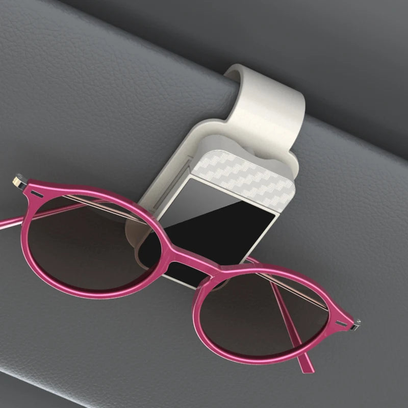 Car Sun Visor Sunglasses Clip Holder with Carbon Fiber Detail