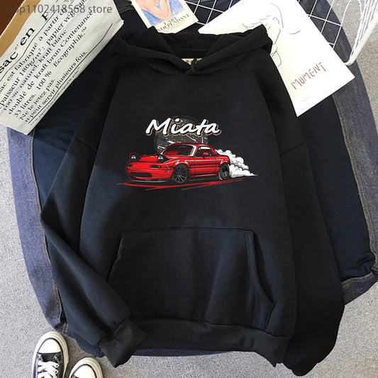 JDM Drift Culture Hoodie – Anime Car Print Unisex Sweatshirt