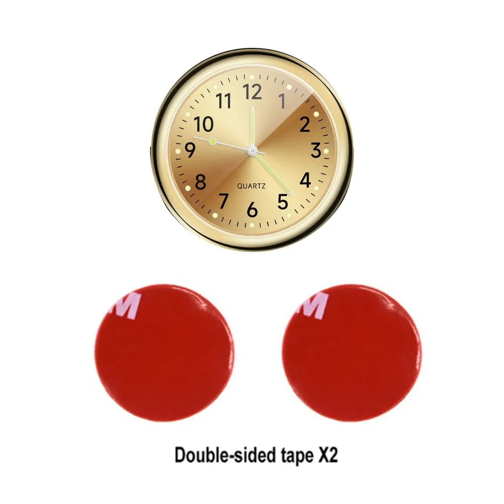 Mini Car Clock – Stick-On Quartz with Sapphire Glass & Luminous Dial