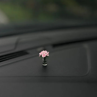 Mini Flower Vase Car Interior Ornament – Rose & Sunflower Console Decor