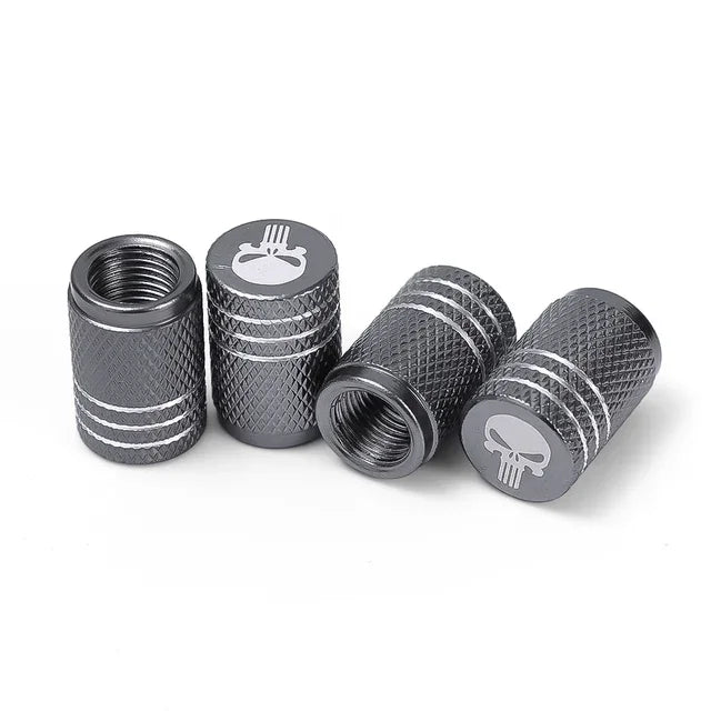 4Pcs/Lot Skull Tire Stem Air Valve Caps