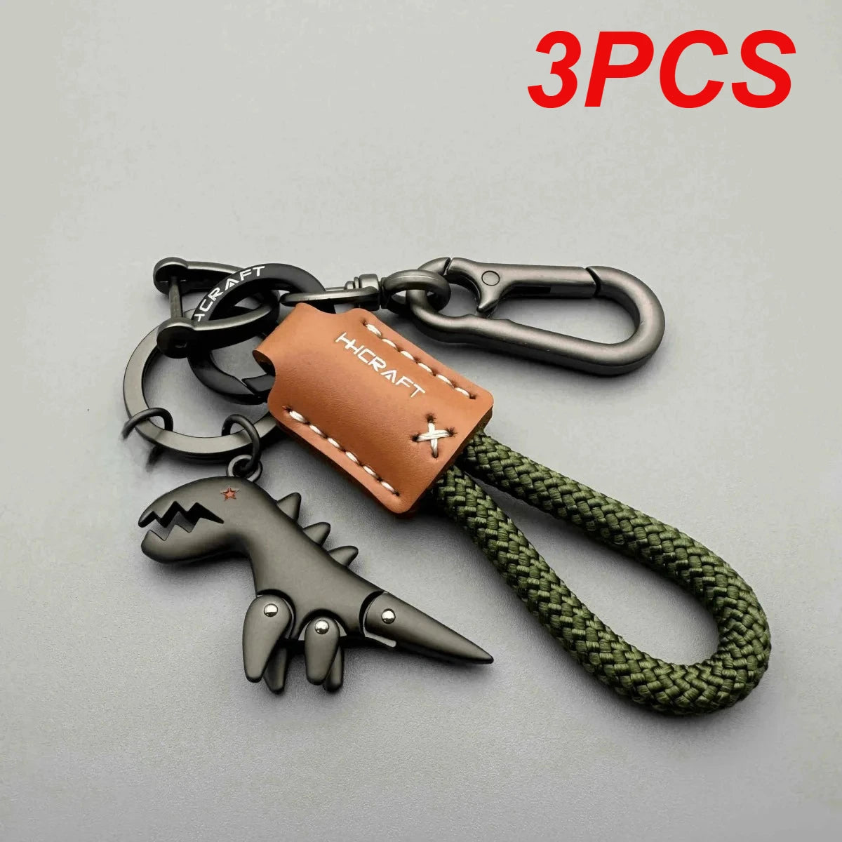 Leather Woven Rope Car Keychain with Metal Pendant – Handbag Charm