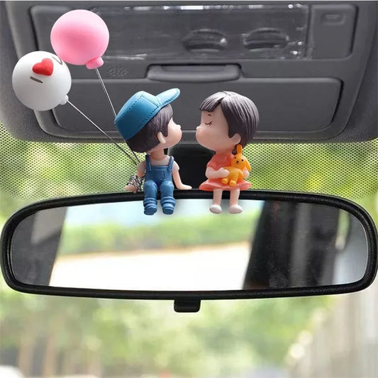 Cute Couple Car Dashboard Figurines – Resin Balloon Ornament Decoration