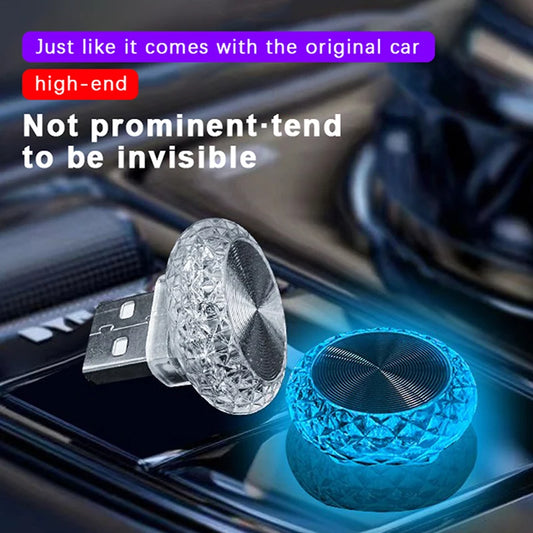 USB LED Ambient Interior Light – Crystal Diamond Car Atmosphere Lamp