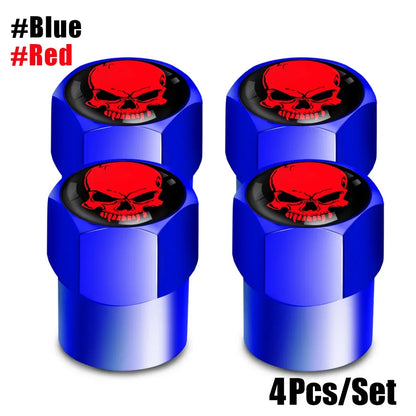 4Pcs/Set Skull Tire Valve Stem Cap