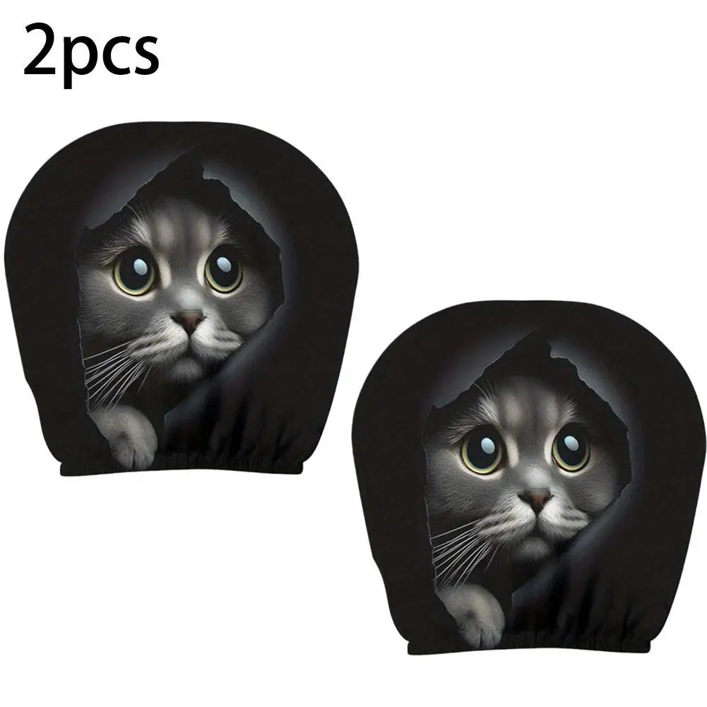 Car Headrest Pillowcase - Smiley Face Print Washable Polyester Cushion Cover Set of 2