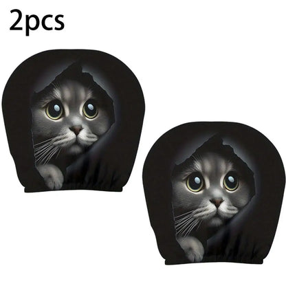 Car Headrest Pillowcase - Smiley Face Print Washable Polyester Cushion Cover Set of 2
