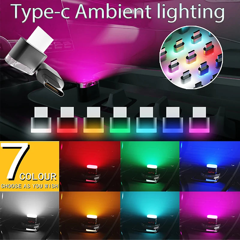 Mini Type-C LED Ambient Light – Plug & Play Car & Indoor Atmosphere Lamp (2 pcs)
