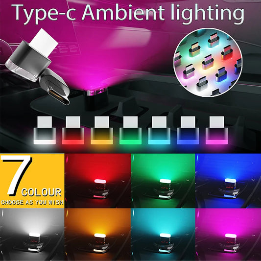 Mini Type-C LED Ambient Light – Plug & Play Car & Indoor Atmosphere Lamp (2 pcs)